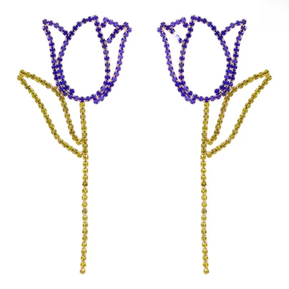 Zara Blue Tulip Earrings - Picture 2 of 2
